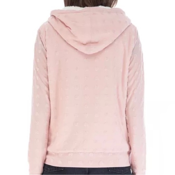 Bobeau Blush Hearts Zip Up Hooded Jacquard Jacket - Picture 4 of 8
